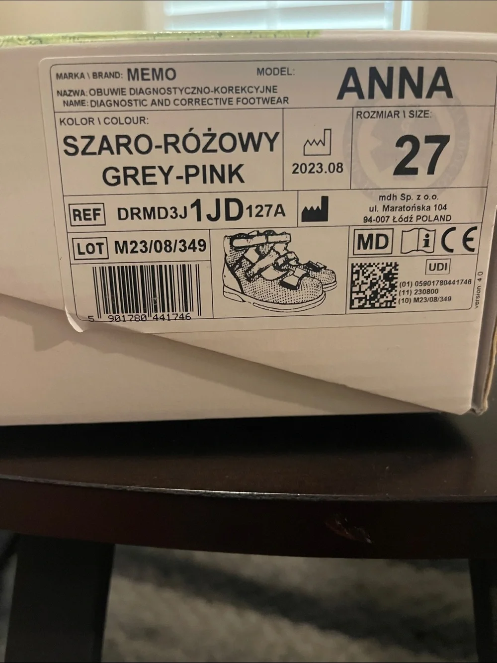 Memo Anna Toddler Gray and Pink Mary Jane Walker Shoes